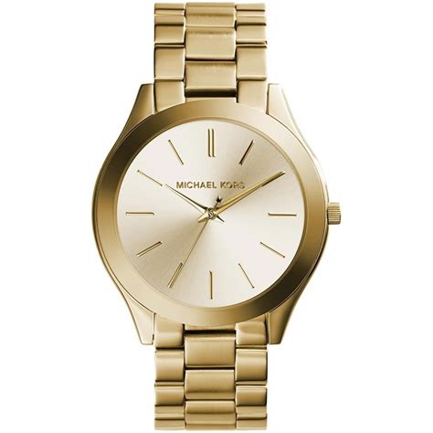 michael kors ladies runway slim gold bracelet watch|Michael Kors matte black watch.